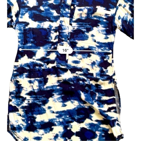 Michael Stars tunic dress multicolor round split hem 3/4  sleeves snaps Women M - Picture 15 of 17